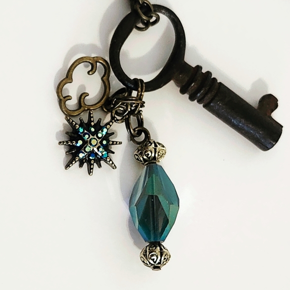 Bronze Antique Key Charm Necklace, Authentic Key, - Picture 1 of 5